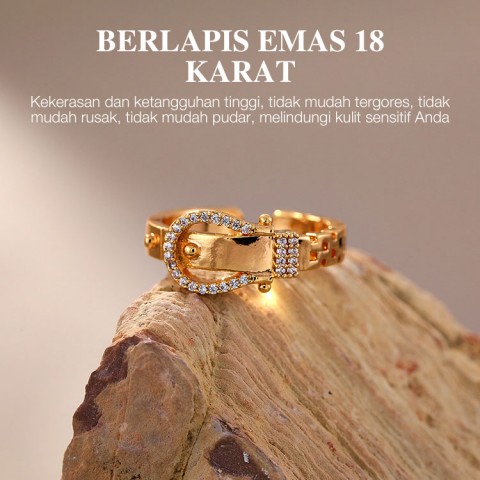 Set perhiasan gesper sabuk berlian berlapis emas 18k