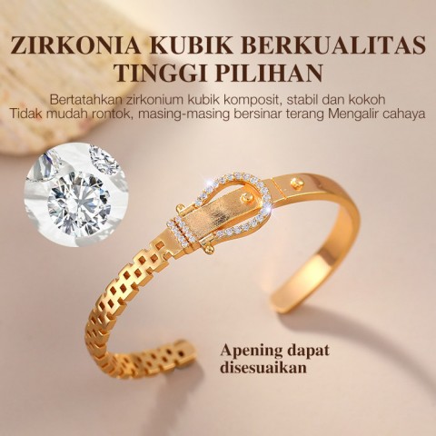 Set perhiasan gesper sabuk berlian berlapis emas 18k