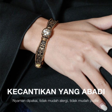 Gelang relief arabesque Moissanite yang indah