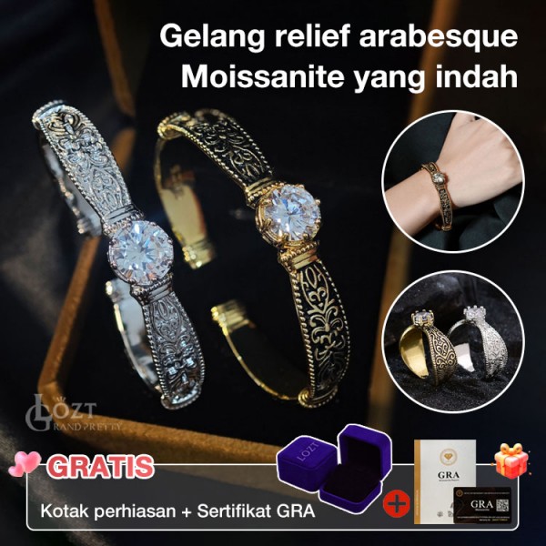 Gelang relief arabesque Moissanite yang ..