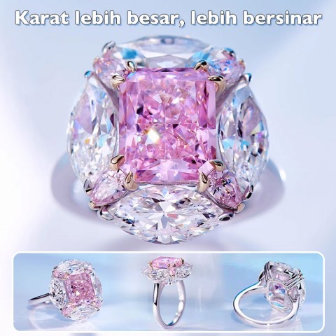 Cincin Berlian Merah Muda Permen Karet