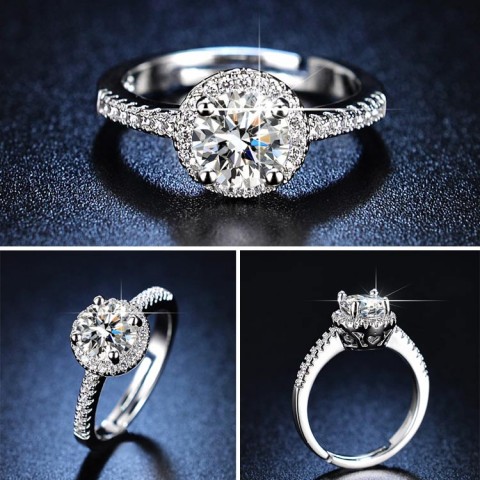 Cincin berlian Moissanite klasik 1 karat