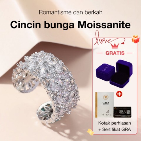 Cincin bunga Moissanite