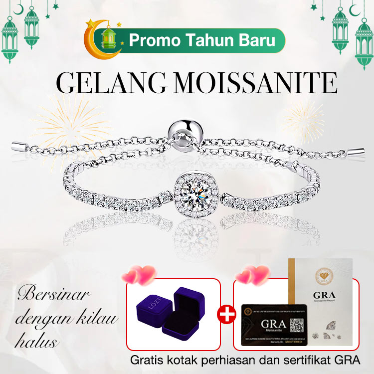 Gelang Moissanite - Penjualan tahun baru 2024 dengan kotak hadiah premium gratis dan sertifikat GRA - Panjang rantai yang dapat disesuaikan, tersedia 2 warna