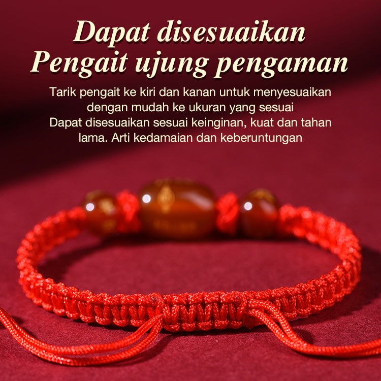 Pemanasan Sebelum Ramadhan- 1 buah seharga 278K, 2 buah seharga 358K - Kenakan gelang anyaman tali batu akik merah dengan pola Zodiak Cina - bawalah tahun keberuntungan dan kesehatan.