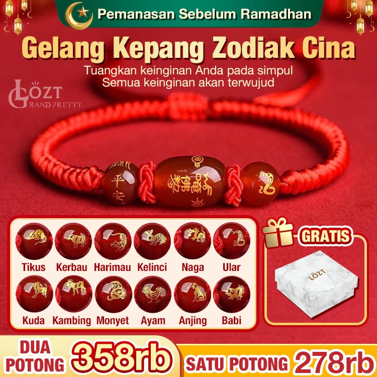 Pemanasan Sebelum Ramadhan- 1 buah seharga 278K, 2 buah seharga 358K - Kenakan gelang anyaman tali batu akik merah dengan pola Zodiak Cina - bawalah tahun keberuntungan dan kesehatan.