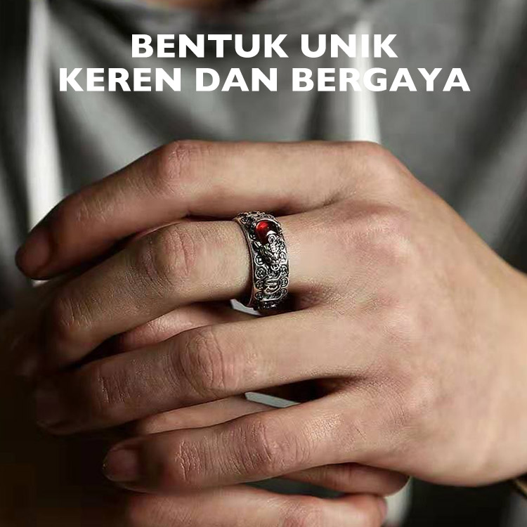 Potongan kedua hanya 70rb - Cincin Ruby Pixiu - Membawa Kekayaan dan Keberuntungan - Unisex, Ukuran Dapat Disesuaikan, Kotak Hadiah Gratis