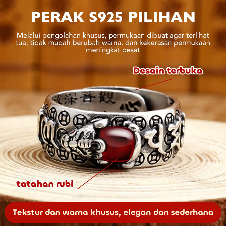 Potongan kedua hanya 70rb - Cincin Ruby Pixiu - Membawa Kekayaan dan Keberuntungan - Unisex, Ukuran Dapat Disesuaikan, Kotak Hadiah Gratis