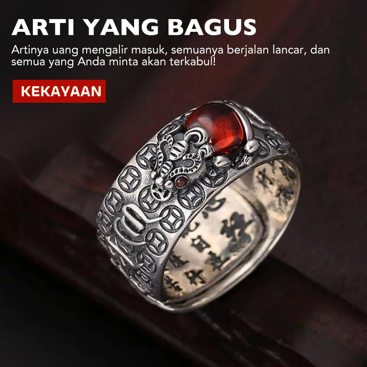 Potongan kedua hanya 70rb - Cincin Ruby Pixiu - Membawa Kekayaan dan Keberuntungan - Unisex, Ukuran Dapat Disesuaikan, Kotak Hadiah Gratis