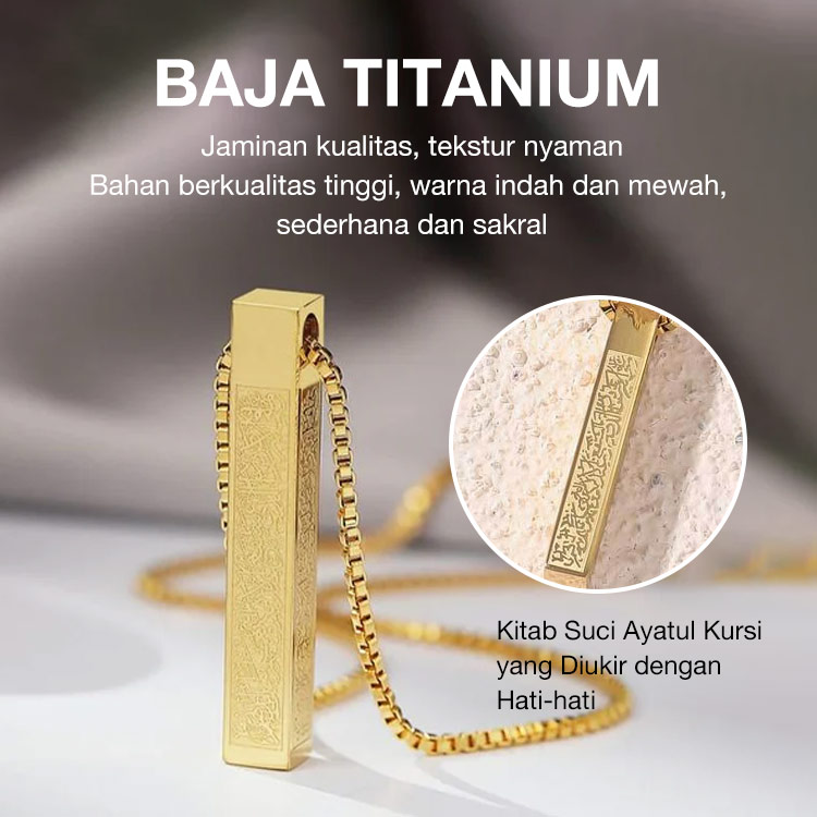 Beli 1 Gratis 1 - Ayatul Kursi Kalung Baja Titanium - Simbol iman, perlindungan, dan kedamaian. Tidak pernah pudar. Kotak perhiasan gratis.