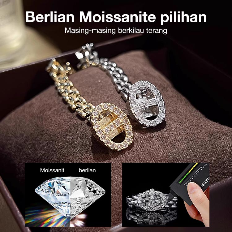 Lebih terang dari berlian - Set Moissanite Rantai Mewah Korea - Sertifikat GRA, kotak hadiah gratis