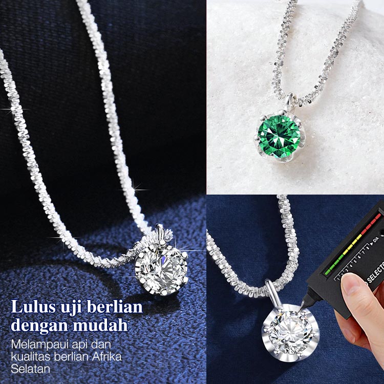 Diskon 20rb untuk waktu terbatas - Set Gelang Kalung Moissanite Berkilau - Sertifikat GRA. Kotak perhiasan gratis